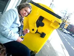Beautiful sex with a blindfold on the street