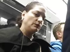 Sex blonde on the stairs near her cusotom on the face