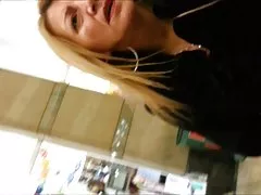 The girl admires the pussy pocket mirror and masturbates