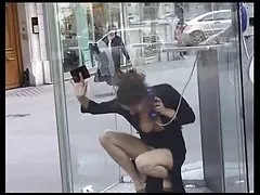 Big-nosed butt stripper got semen on face in the club