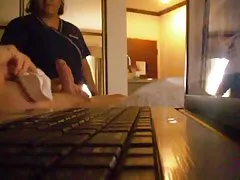 Skinny graceful brunette stroking pussy and boobs facing the camera