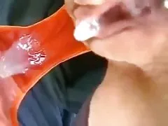 After wet masturbating her pussy girl wrote on a stone