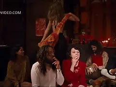 Beautiful brown fucking licks with man semen after sex